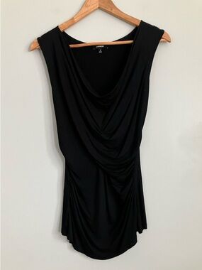 EXPRESS Black Cowl Neck Ruched Tank Size S